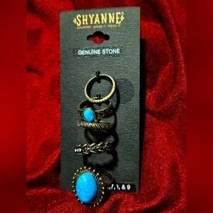 Turquoise and Gold Ring Set